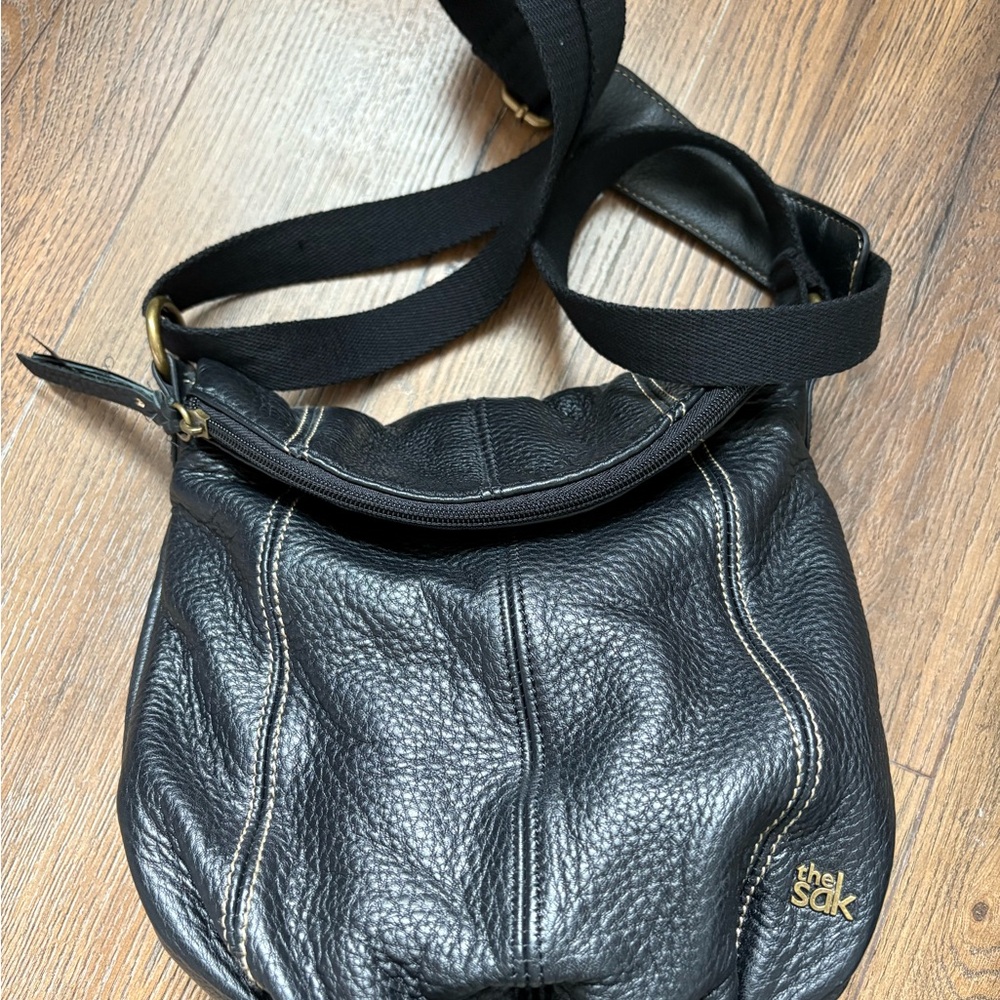 The Sak Black Textured Leather Shoulder Bag